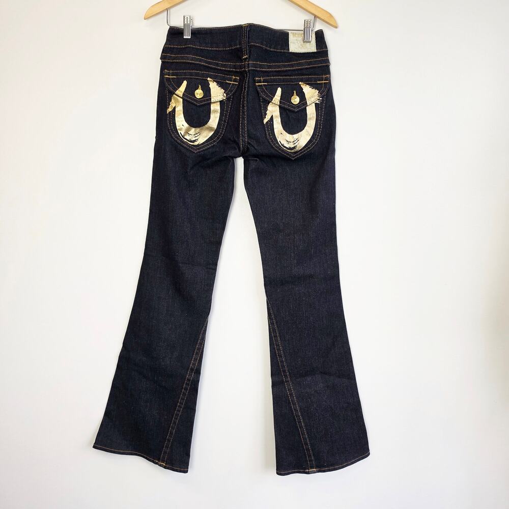 True Religion Joey Bell Bottom Jeans Dark Wash Flare Low Rise Sz 30x34.5 Y2K